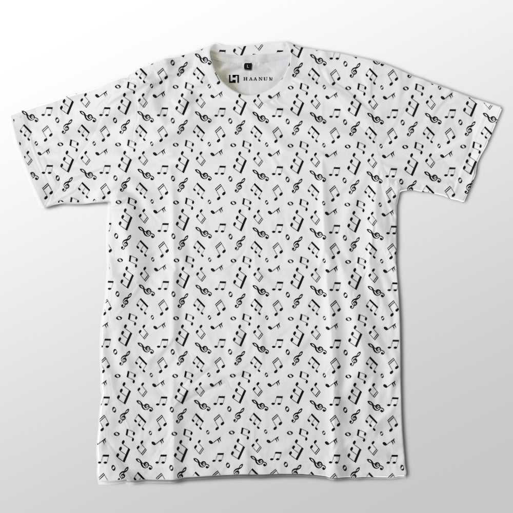 Musical Notes Full Print Half Sleeve Unisex T-Shirt - Haanum