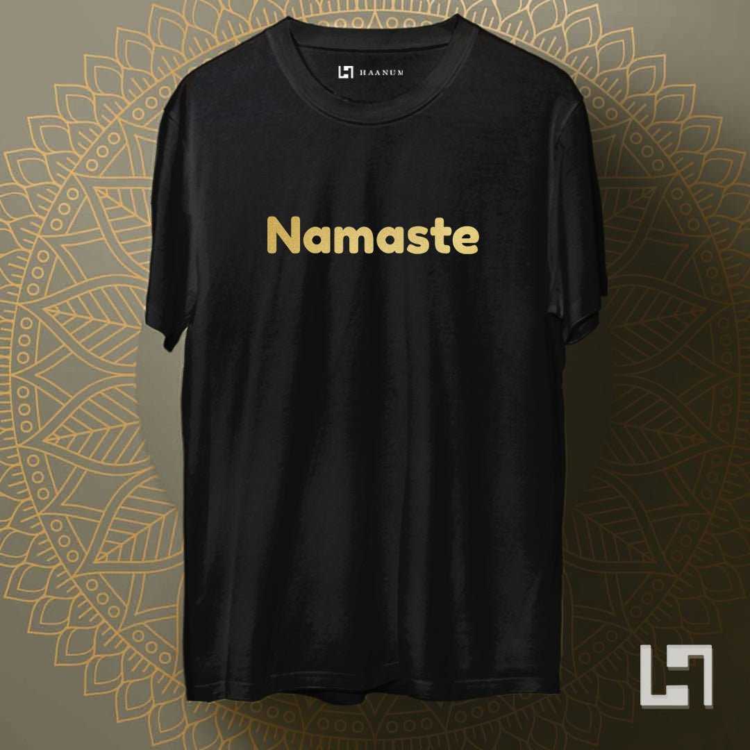 Namaste Gold Print Half Sleeve Unisex T-Shirt - Haanum