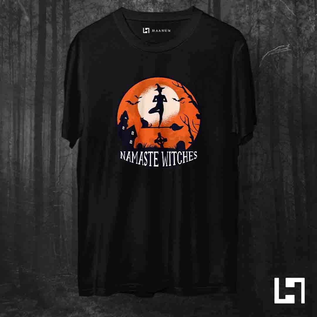 Namaste Witches Crew Neck Half Sleeve Unisex T-Shirt - Haanum