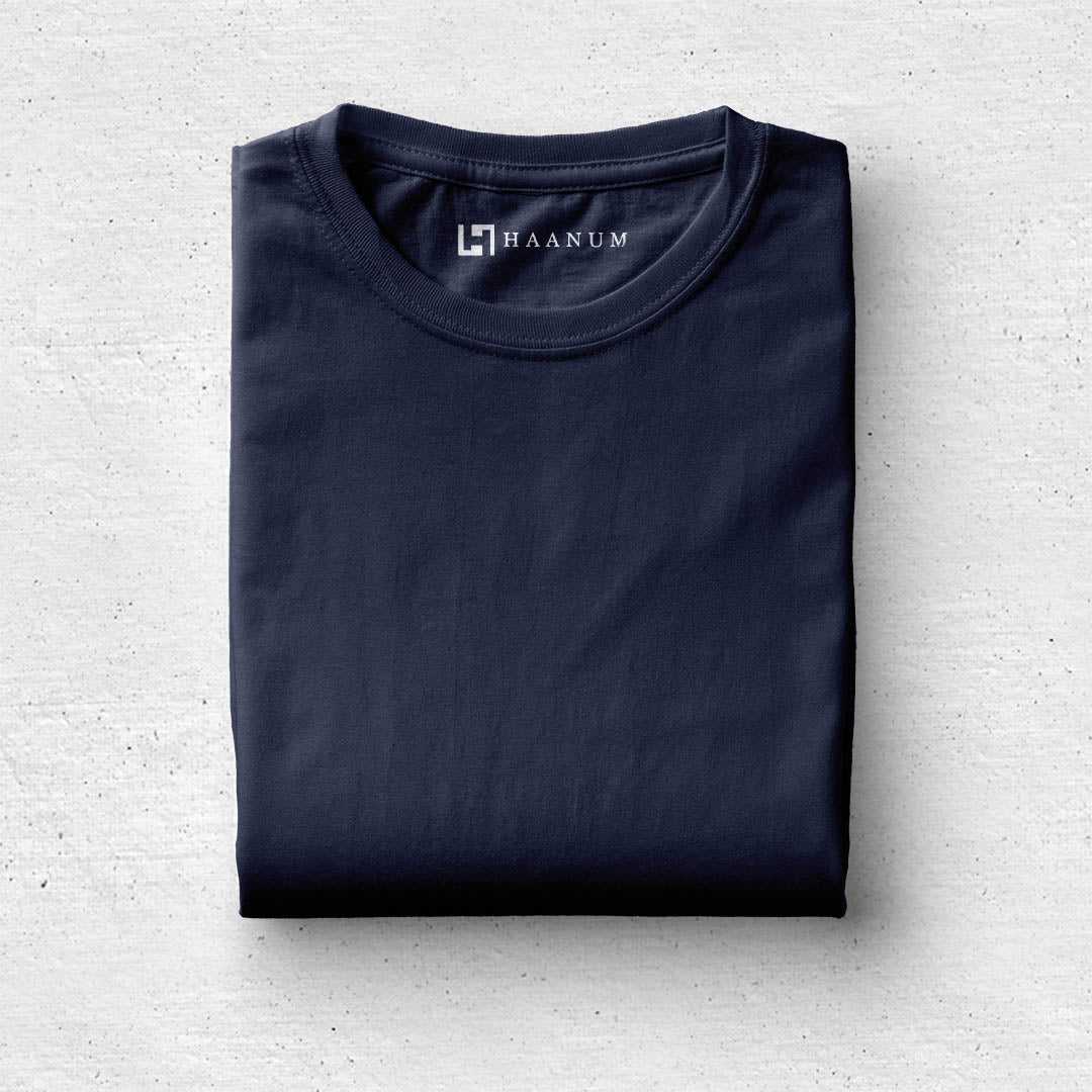Navy Blue Crew Neck  Half Sleeve Unisex T-shirt - Haanum