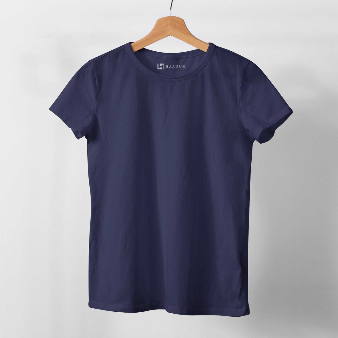 Deep Blue Crew Neck  Half Sleeve Women's T-shirt