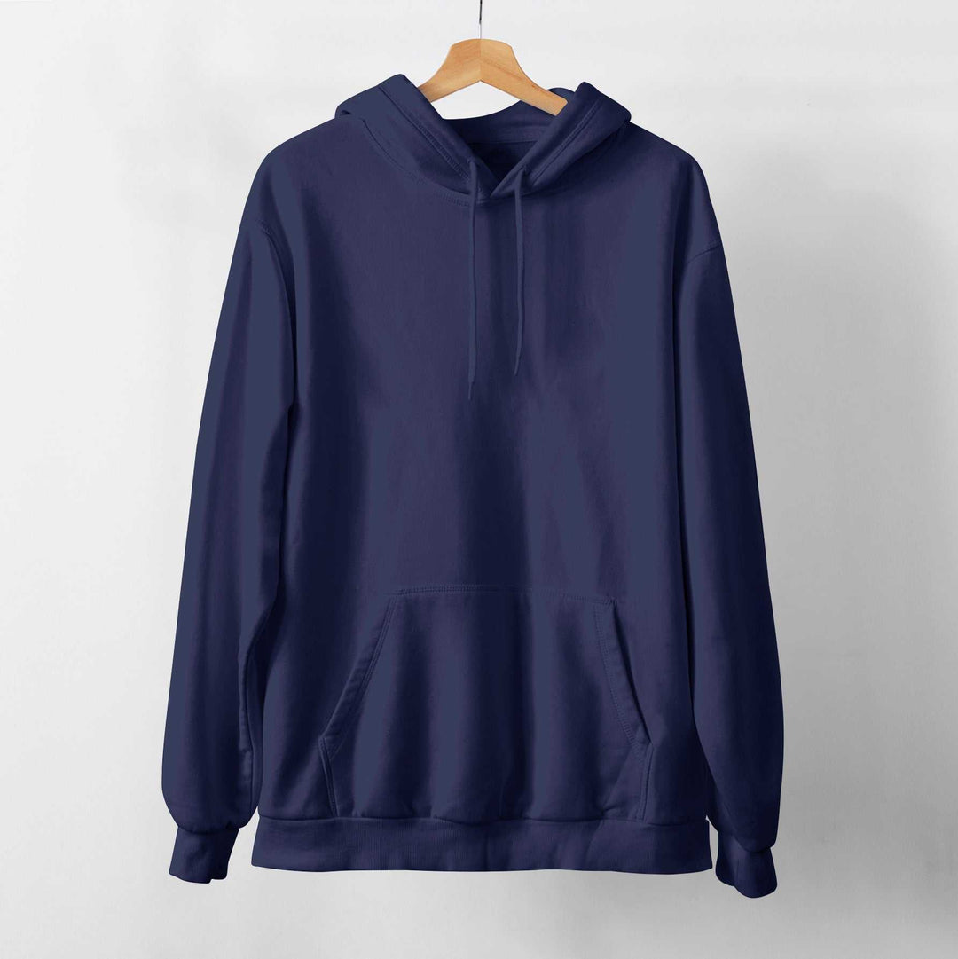 Navy Unisex Hoodie Plain - Haanum