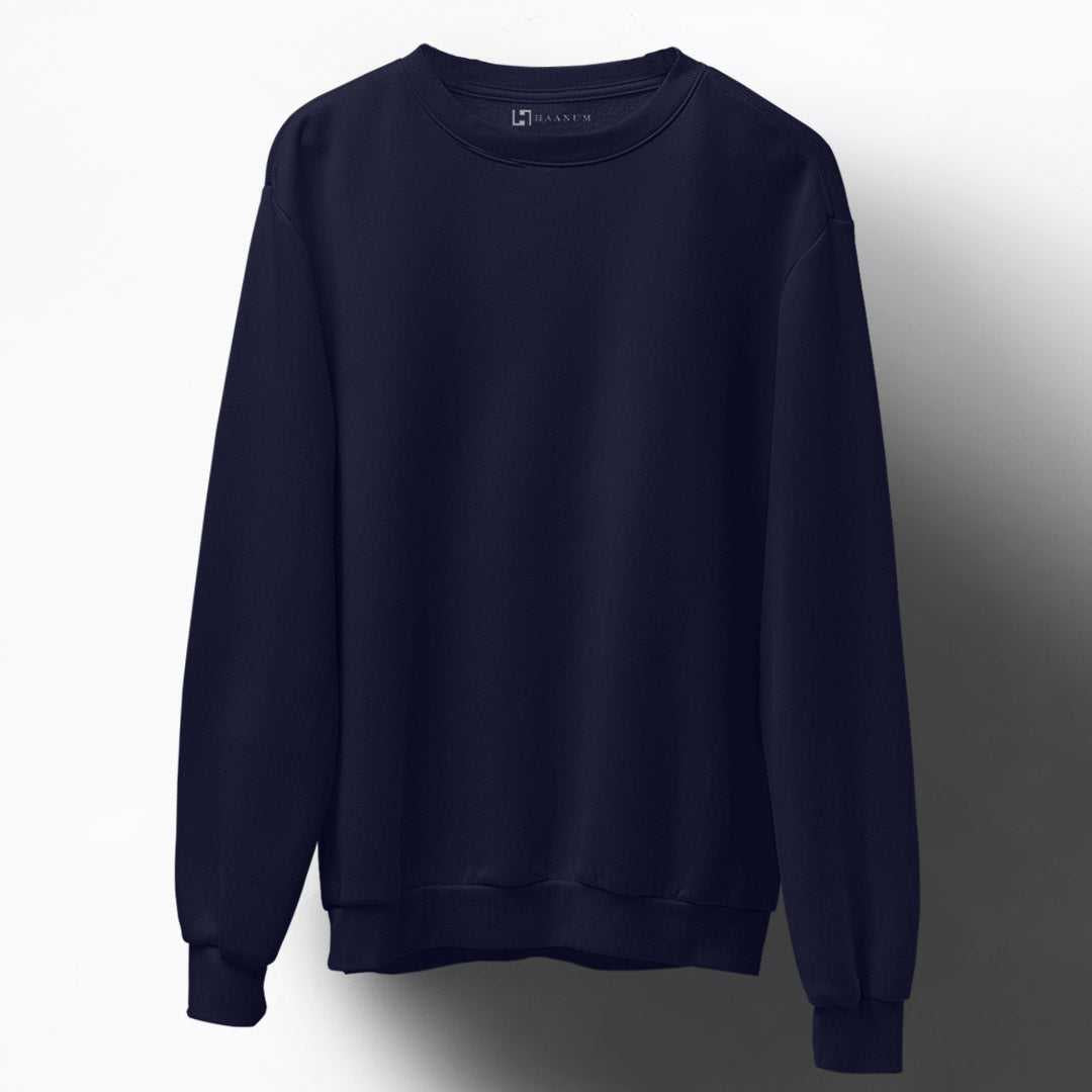 Navy Unisex Sweatshirt Plain - Haanum