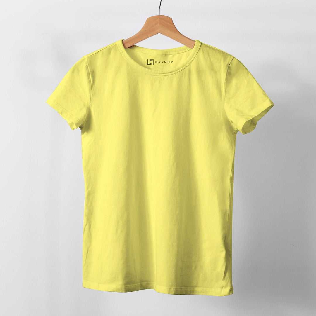 New Yellow Crew Neck  Half Sleeve Women's T-shirt