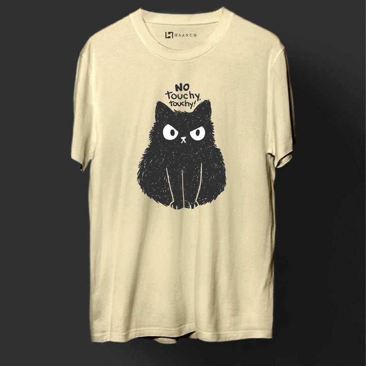 No Touching Cat Round Neck Half Sleeve Unisex T-Shirt