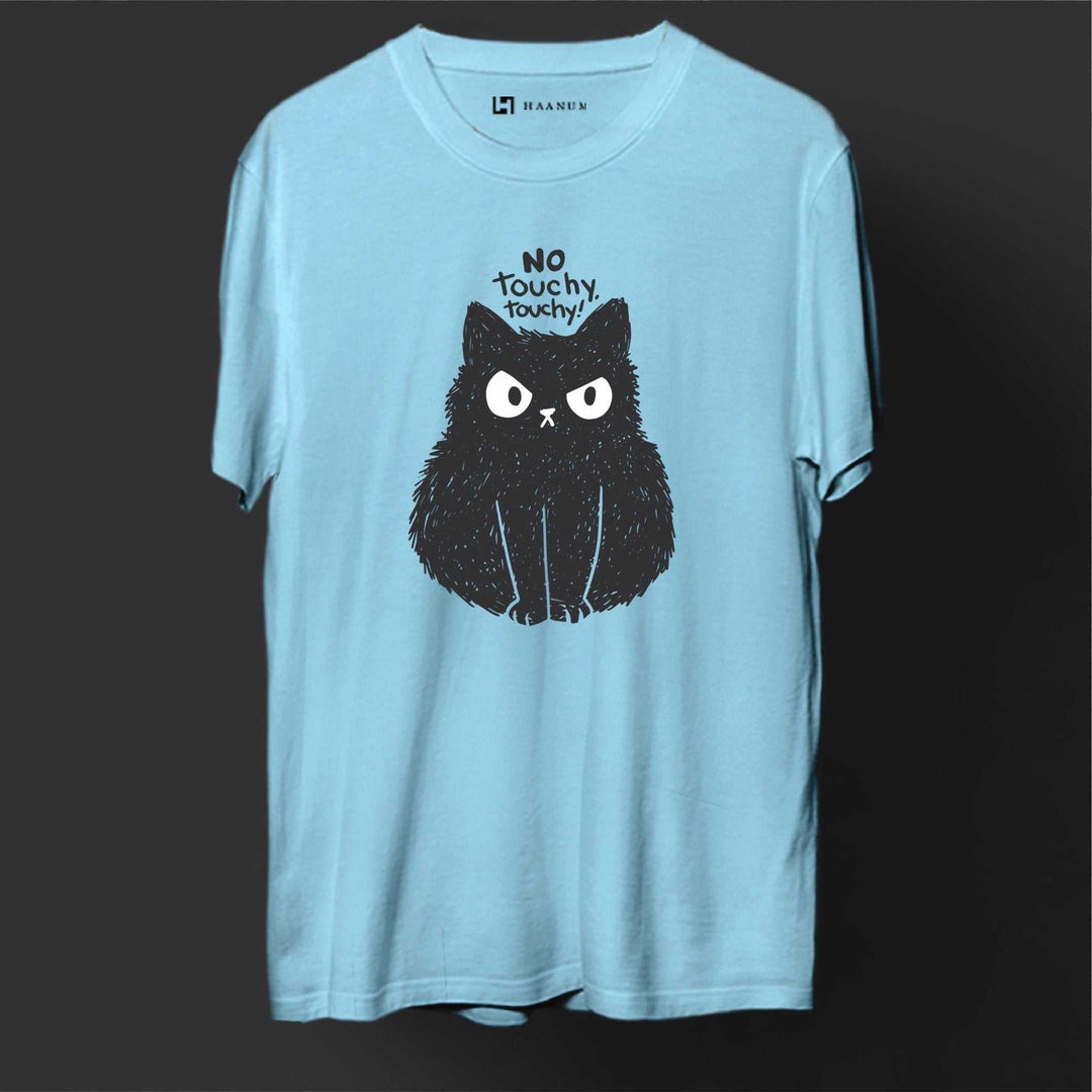 No Touching Cat Round Neck Half Sleeve Unisex T-Shirt - Haanum