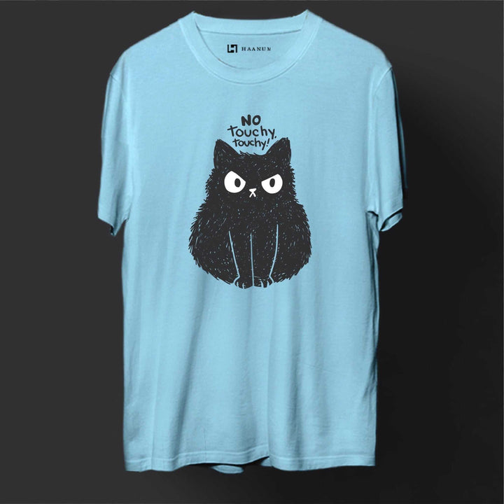 No Touching Cat Round Neck Half Sleeve Unisex T-Shirt - Haanum