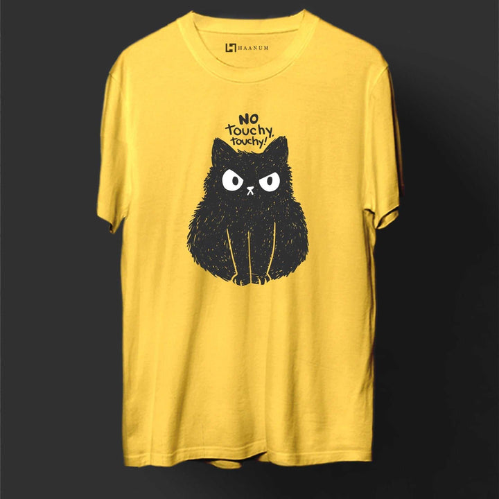 No Touching Cat Round Neck Half Sleeve Unisex T-Shirt - Haanum