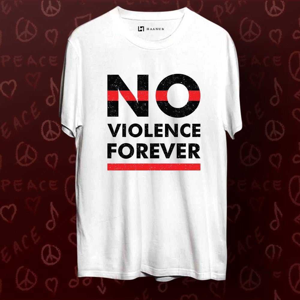 No Violence Forever Crew Neck Half Sleeve Unisex T-Shirt - Haanum