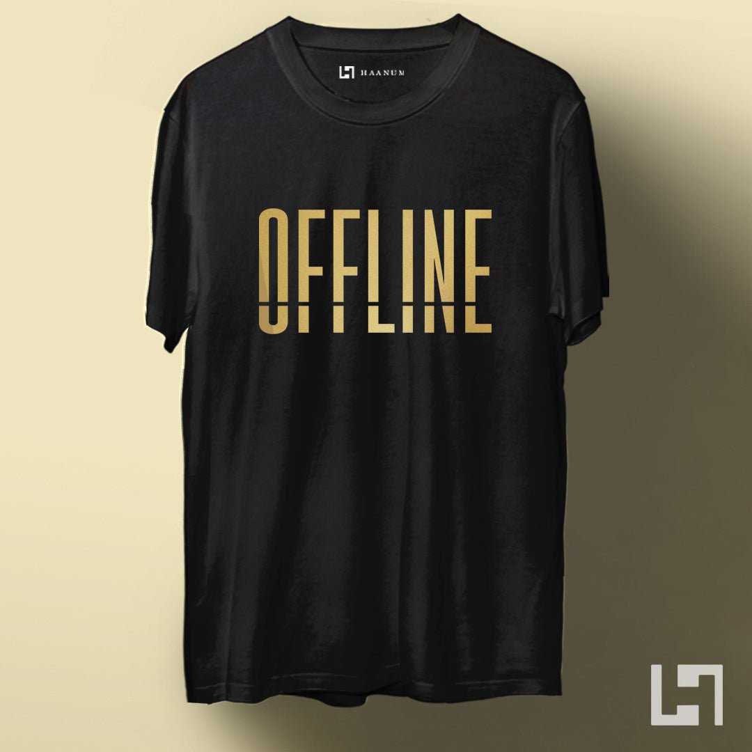 Offline Gold Print Half Sleeve Unisex T-Shirt - Haanum