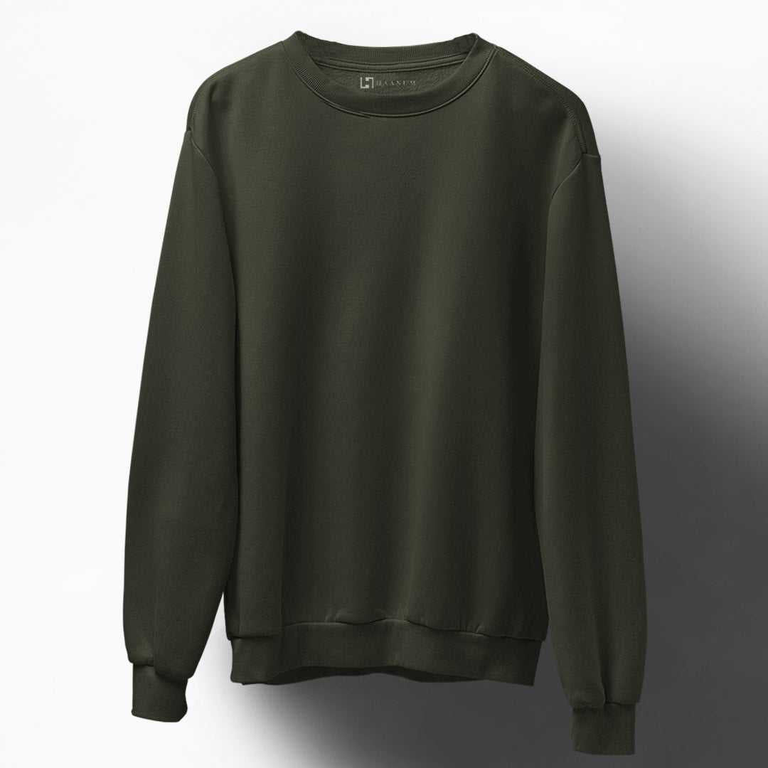 Olive Unisex Sweatshirt Plain - Haanum