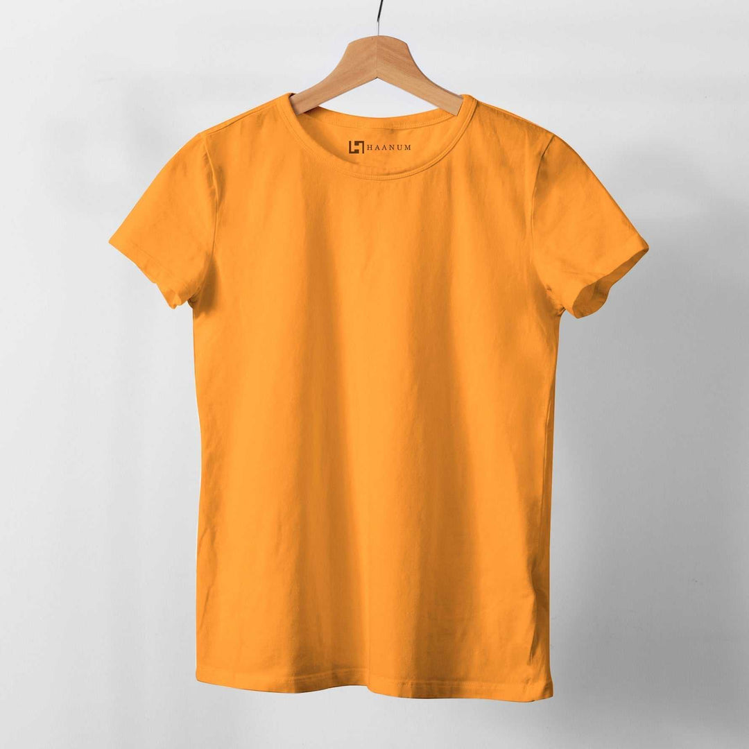 Orange Crew Neck  Half Sleeve Women's T-shirt