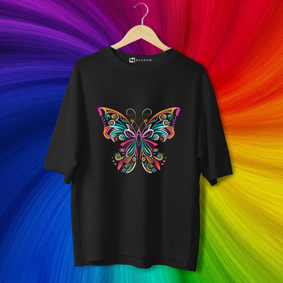 Colorfull Butterfly Oversized Tshirt - Haanum