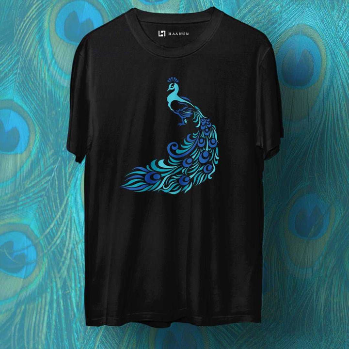 Peacock Crew Neck Half Sleeve Unisex T-Shirt - Haanum