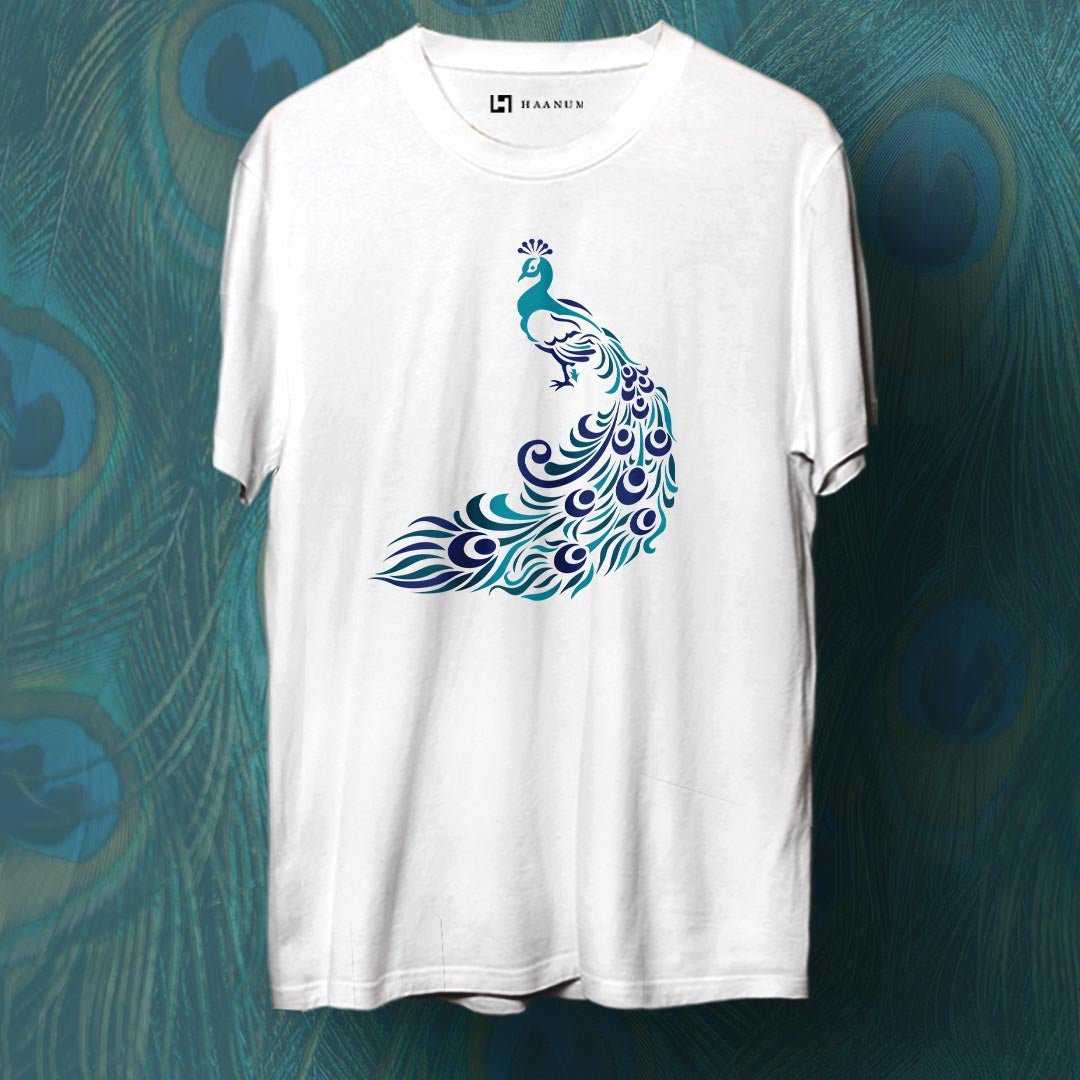 Peacock Crew Neck Half Sleeve Unisex T-Shirt - Haanum