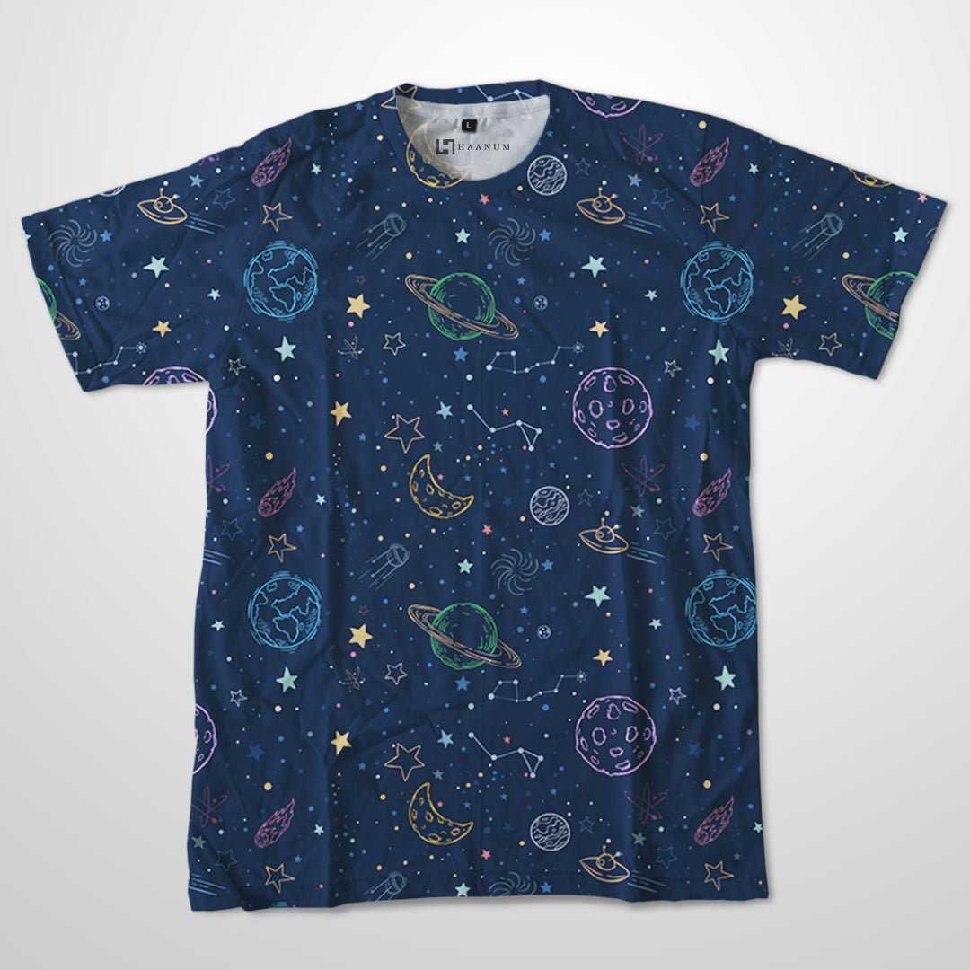 Planets Full Print Half Sleeve Unisex T-Shirt - Haanum