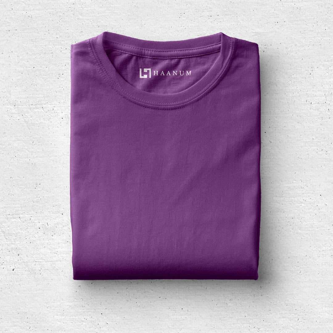 Purple Crew Neck Half Sleeve Unisex T-Shirt - Haanum