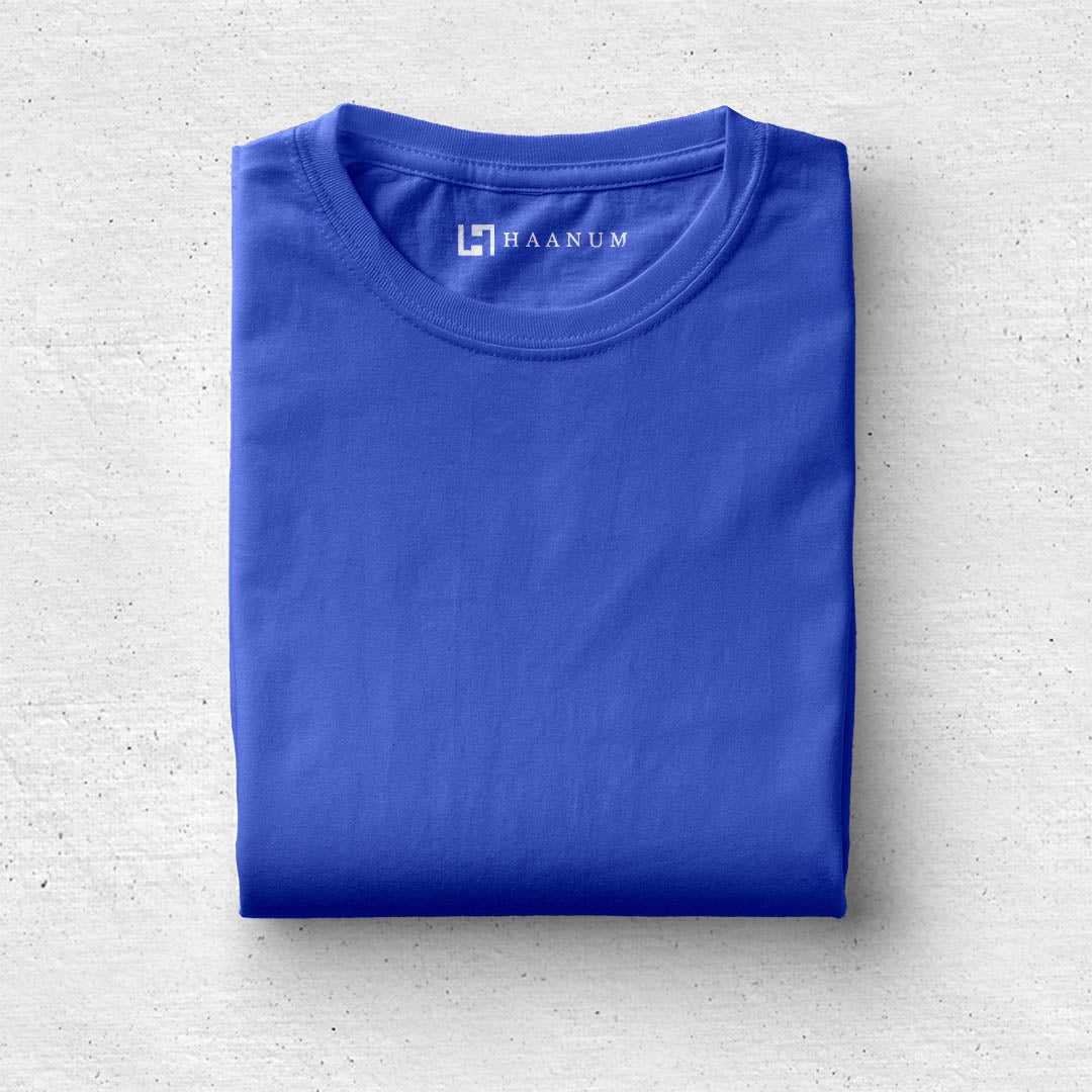 Royal Blue Crew Neck Half Sleeve Unisex T-shirt - Haanum