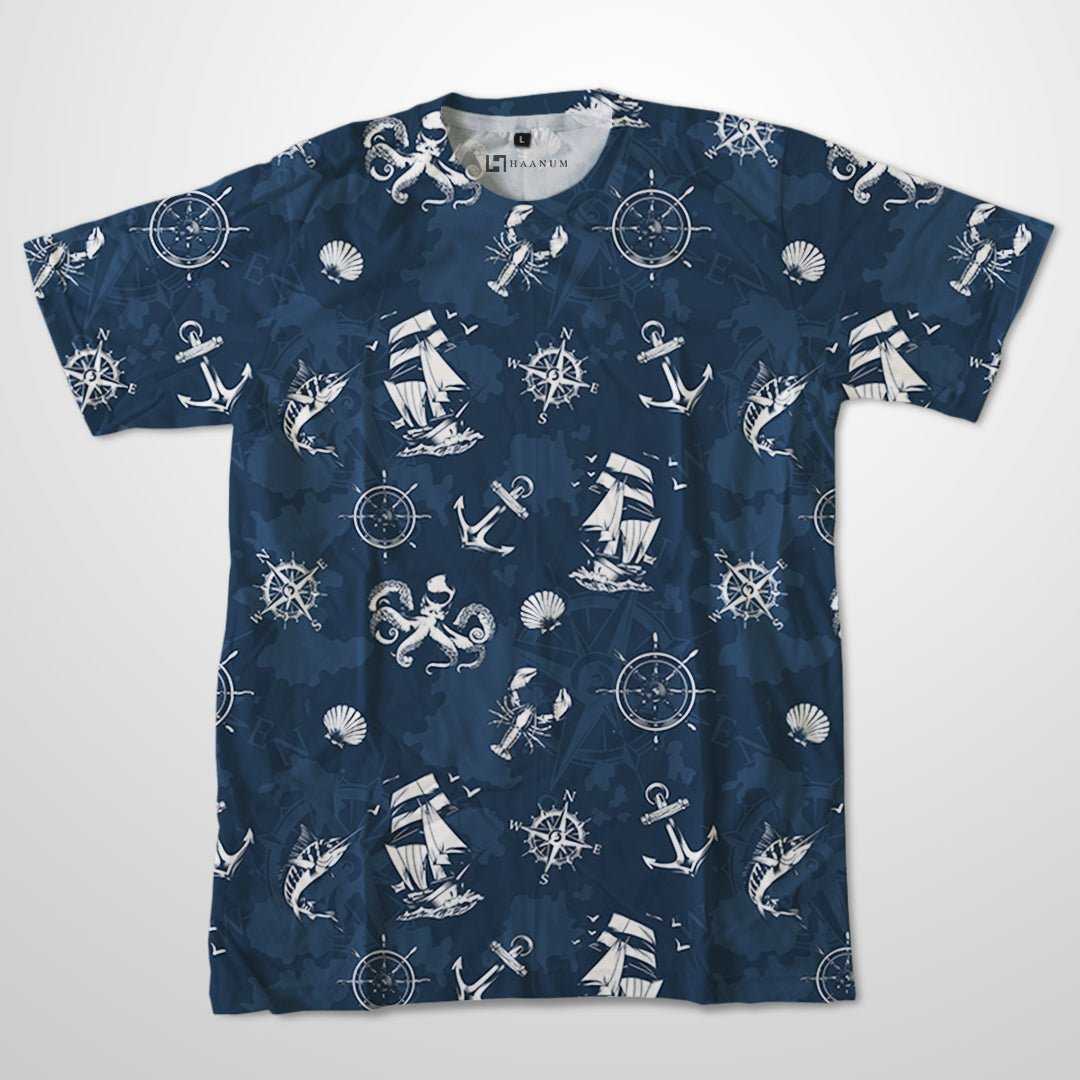 Sailing Boat Full Print Half Sleeve Unisex T-Shirt - Haanum