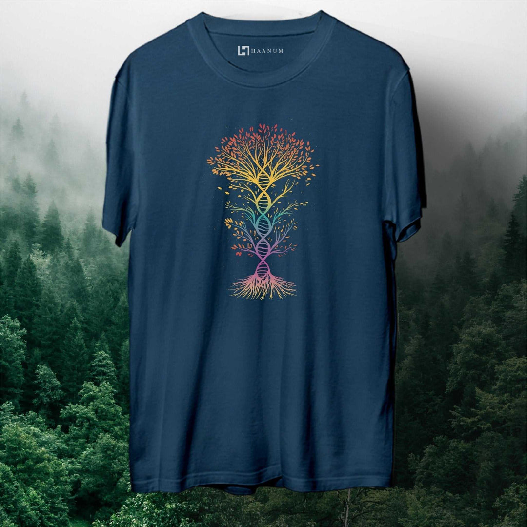 Tree DNA Round Neck Half Sleeve Unisex T-Shirt - Haanum