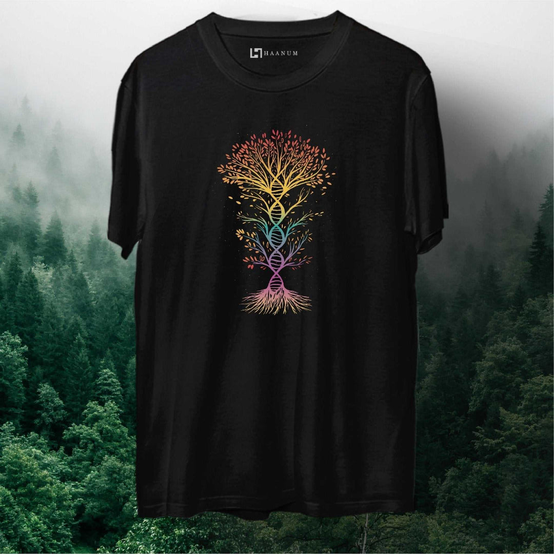 Tree DNA Round Neck Half Sleeve Unisex T-Shirt - Haanum