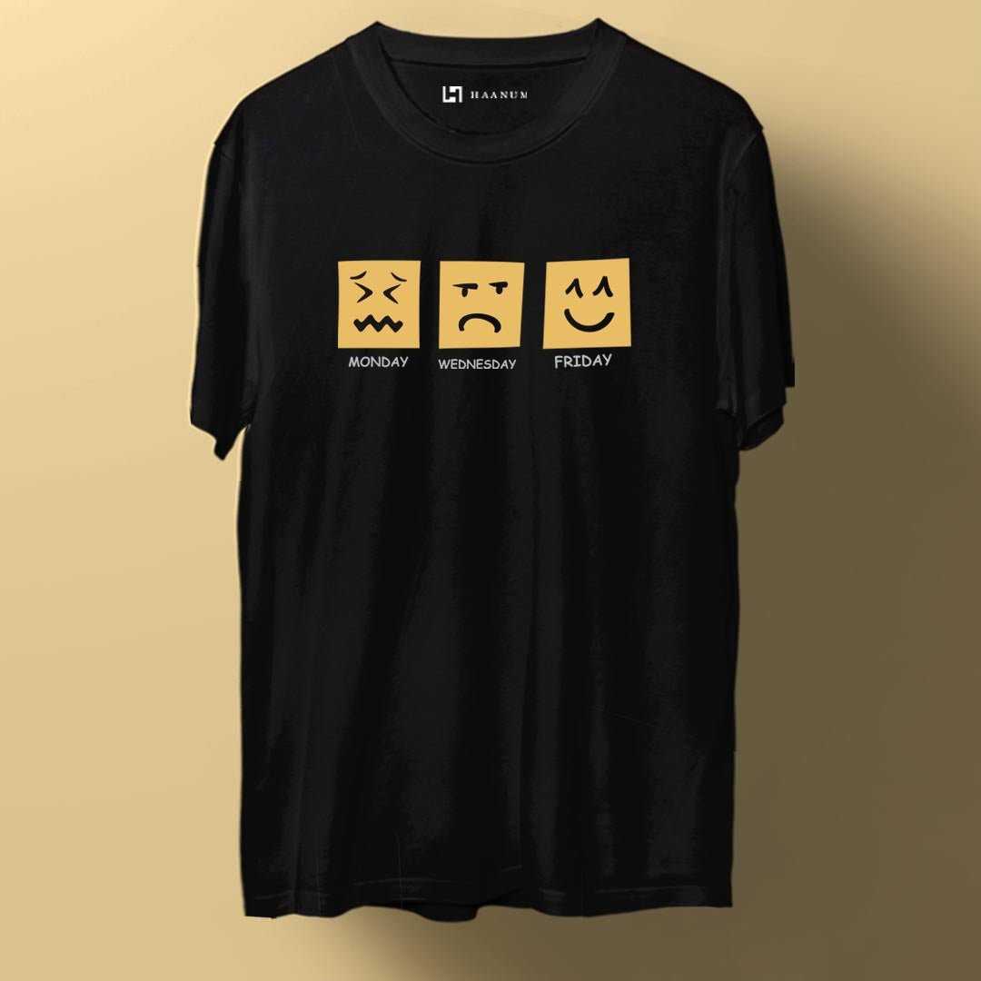 Weekdays Mood Crew Neck Half Sleeve Unisex T-Shirt - Haanum