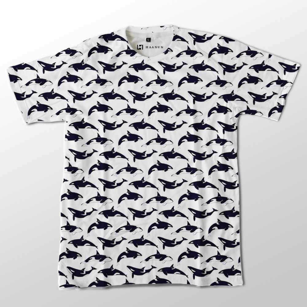 Whales Full Print Half Sleeve Unisex T-Shirt - Haanum