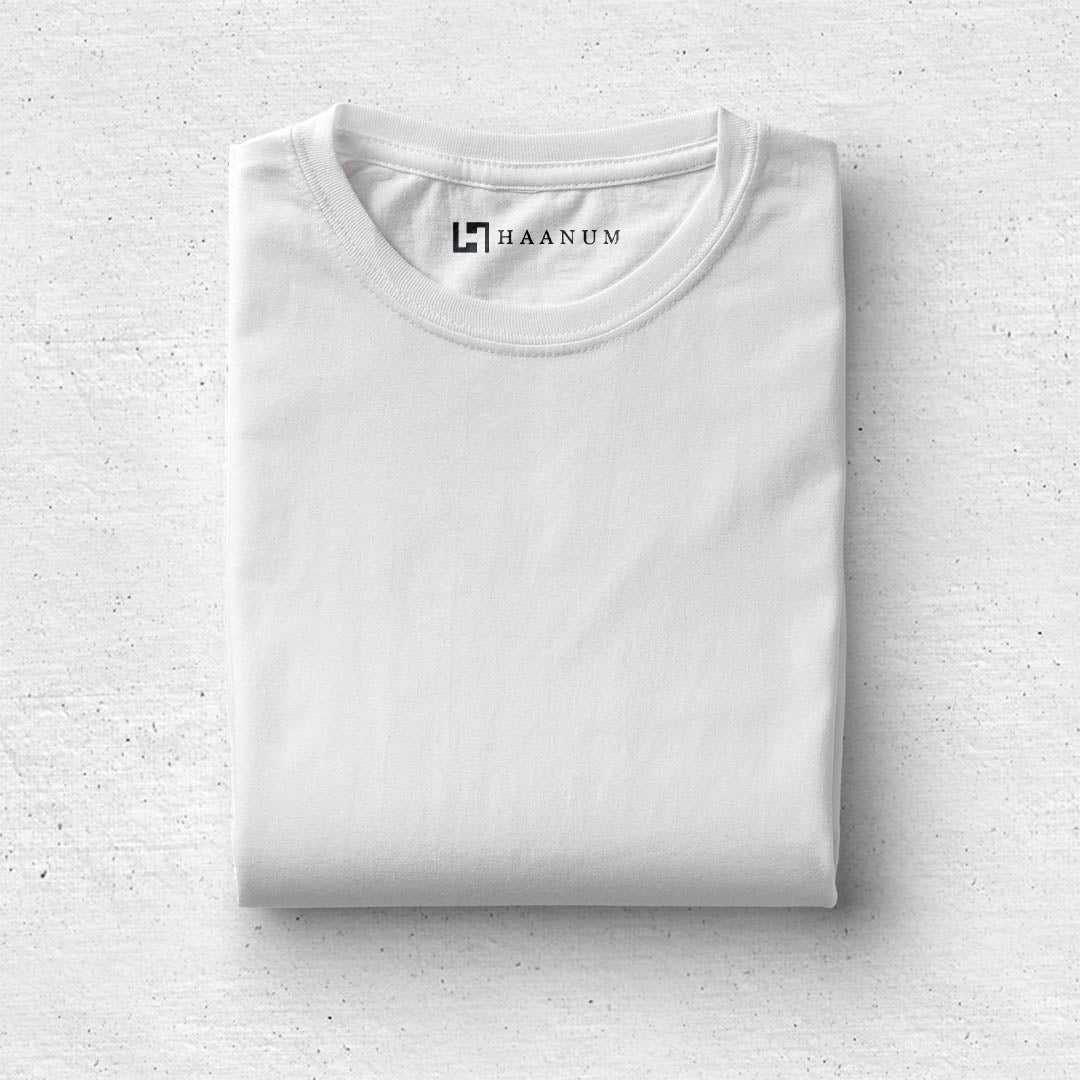 White Crew Neck  Half Sleeve Unisex T-shirt - Haanum