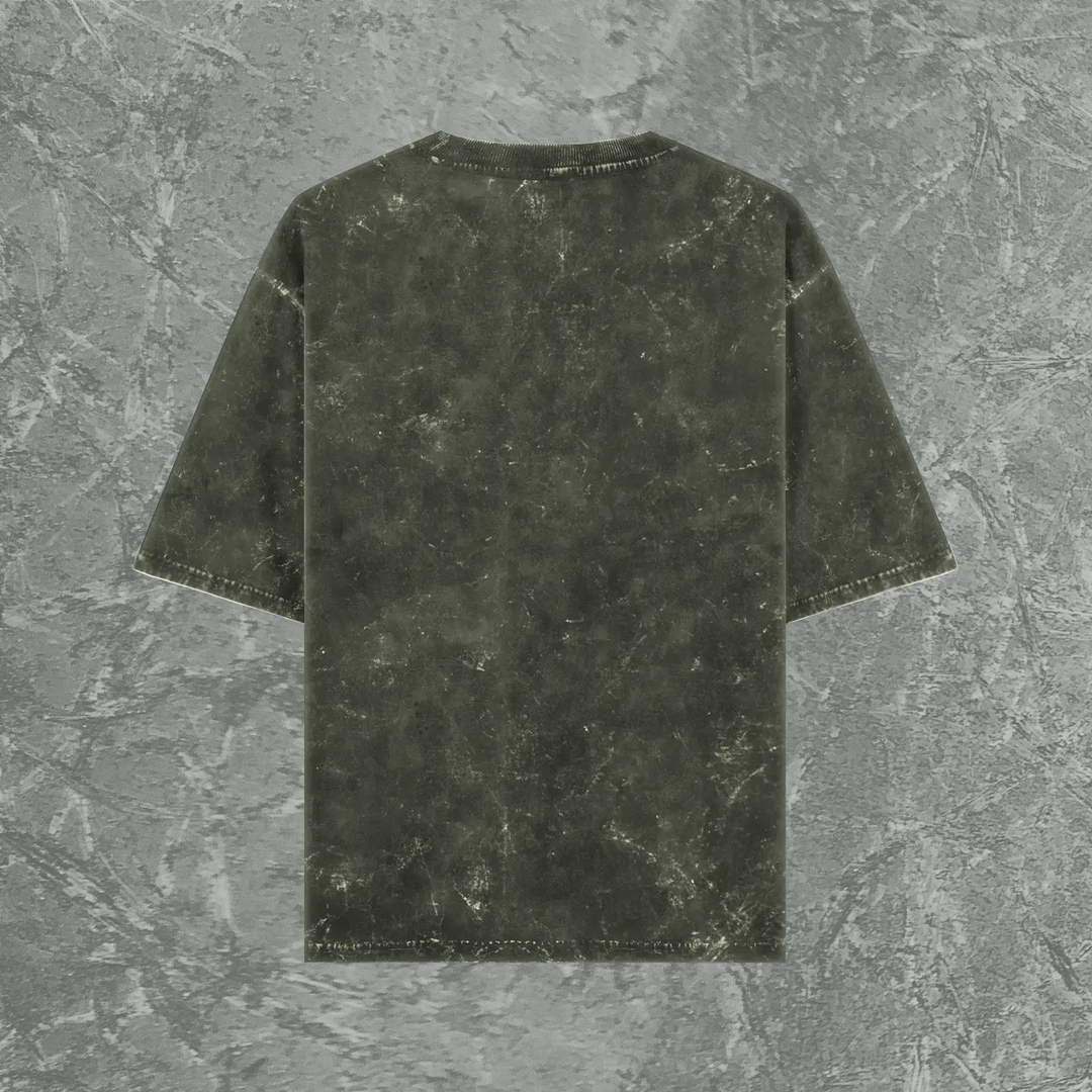 Acid Wash Oversized  T-Shirts Plain Crew Neck