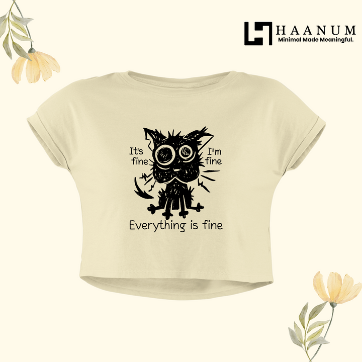 Fine Cat Crop Top For Women
