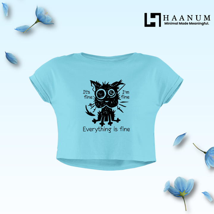Fine Cat Crop Top For Women