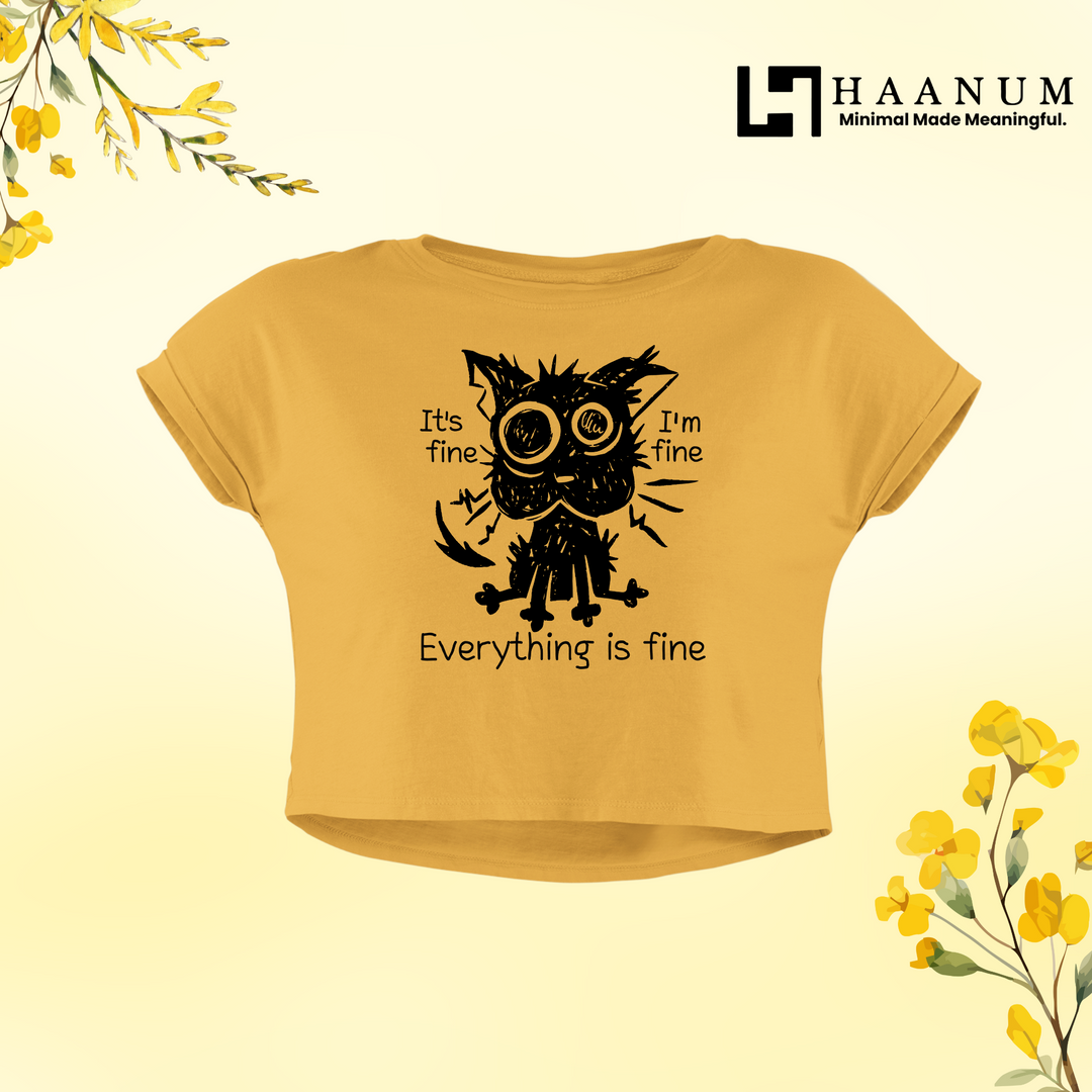Fine Cat Crop Top For Women
