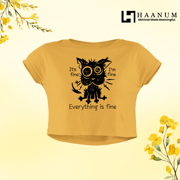 Fine Cat Crop Top For Women