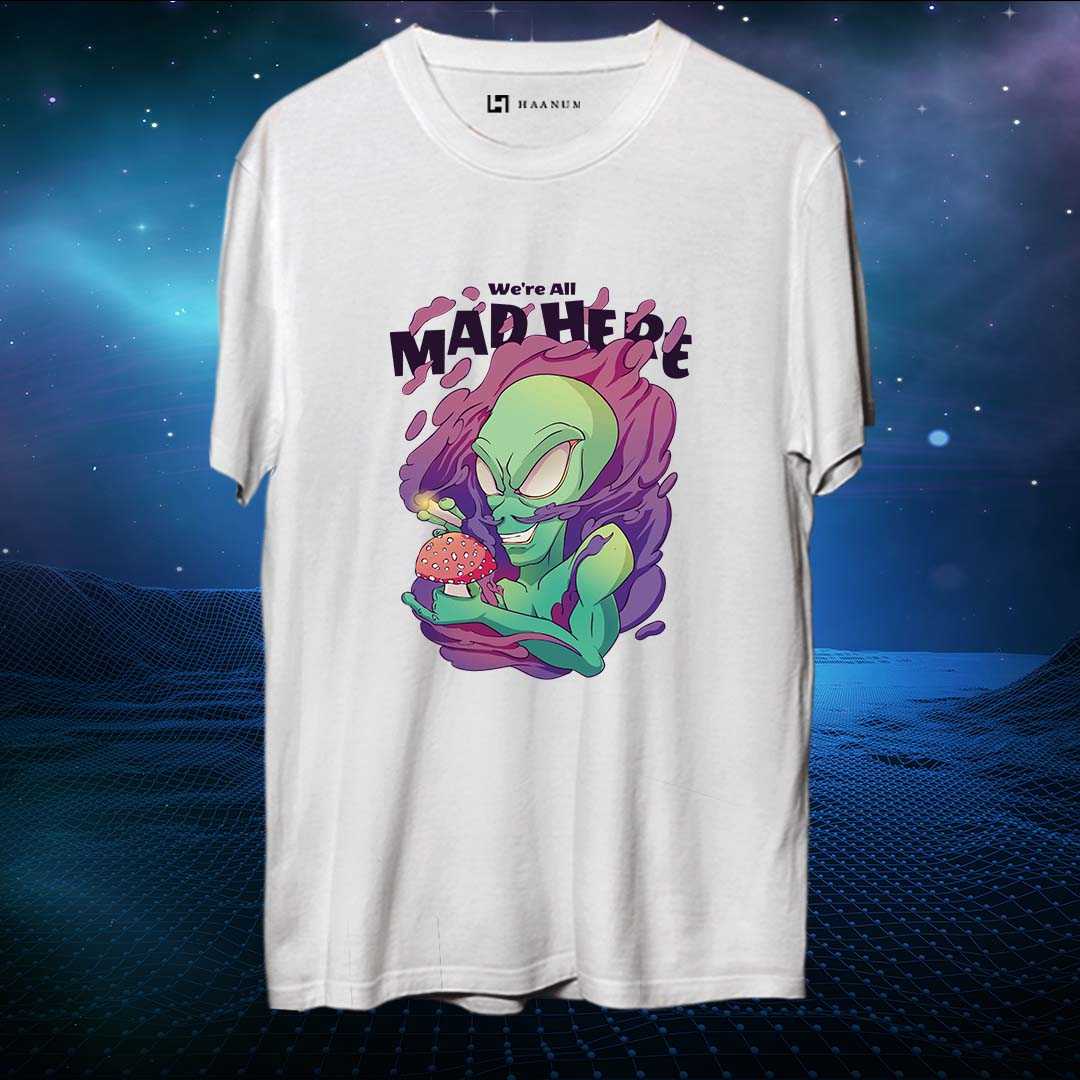 Trippy Alien Round Neck Half Sleeve Unisex T-Shirt