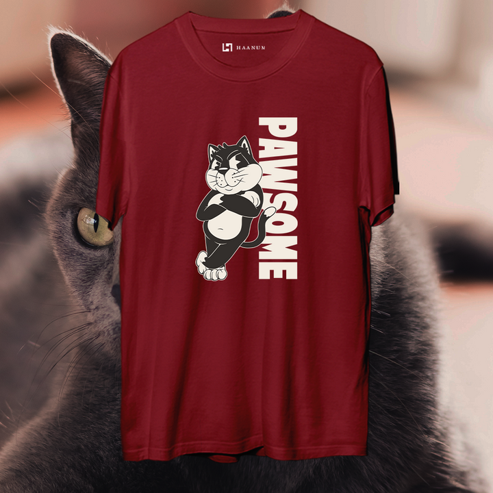 Cartoon Cat Round Neck Half Sleeve Unisex T-Shirt
