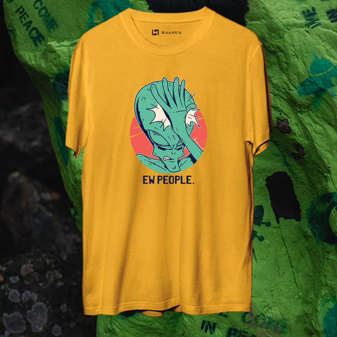 Alien Ew People Round Neck Half Sleeve Unisex T-Shirt - Haanum
