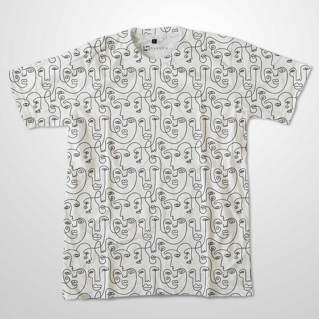 Abstract Faces Full Print Half Sleeve Unisex T-Shirt - Haanum