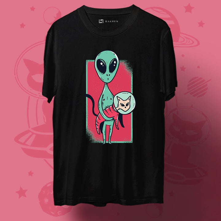 Alien Cat Round Neck Half Sleeve Unisex T-Shirt