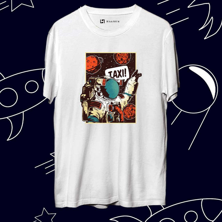 Astronut Taxi Round Neck Half Sleeve Unisex Tshirt - Haanum