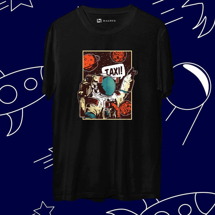 Astronut Taxi Round Neck Half Sleeve Unisex Tshirt - Haanum