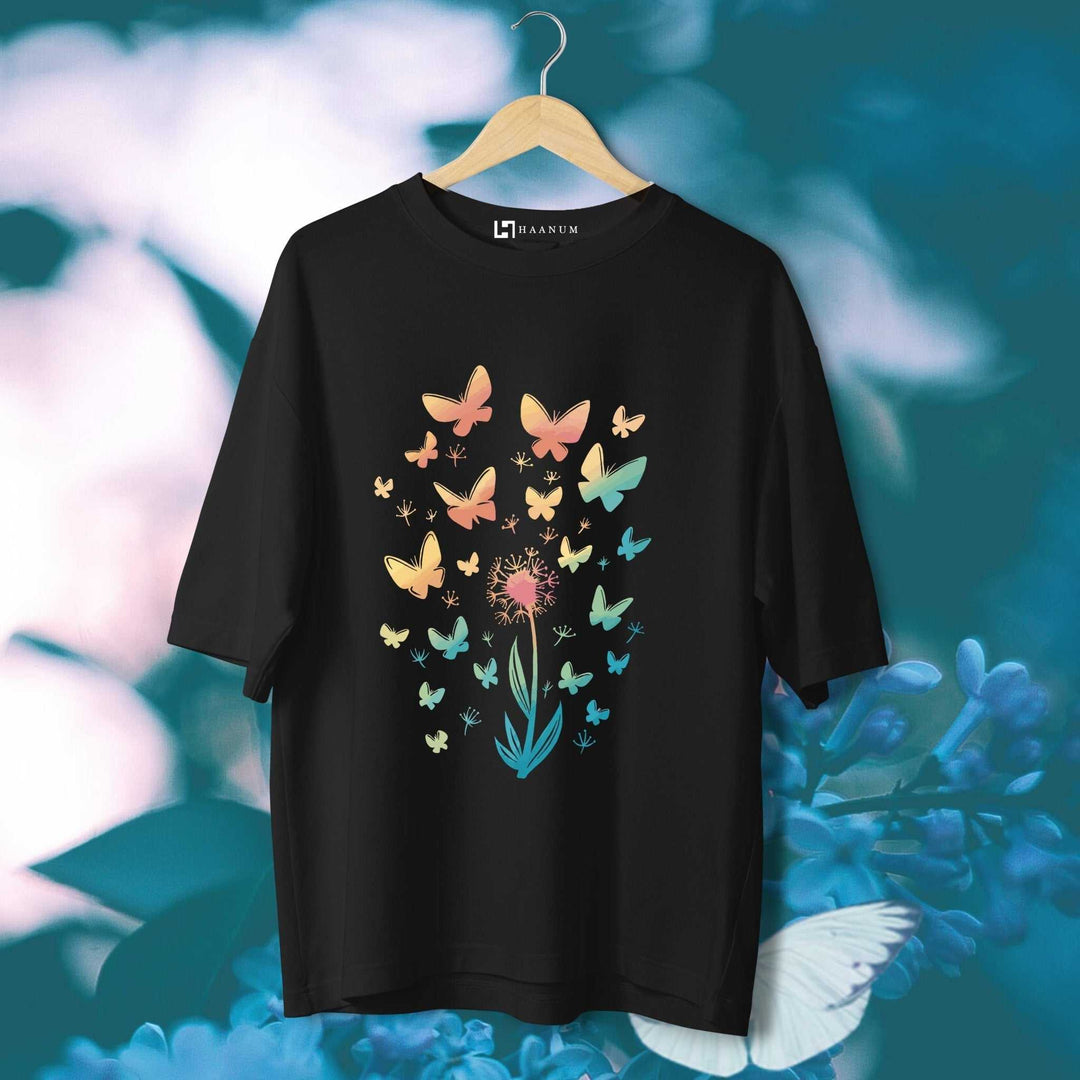 Flower & Butterflies Oversized Tshirt - Haanum