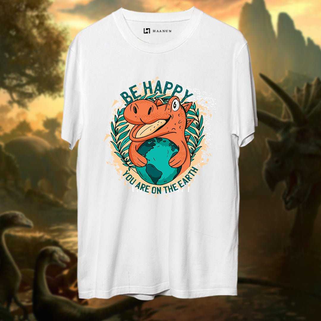 Happy Dino Round Neck Half Sleeve Unisex T-Shirt