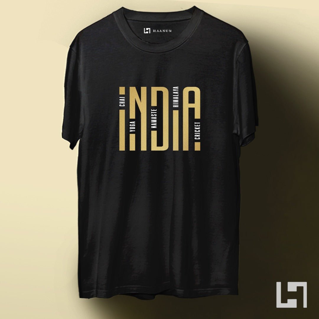 India Gold Print Half Sleeve Unisex T-Shirt