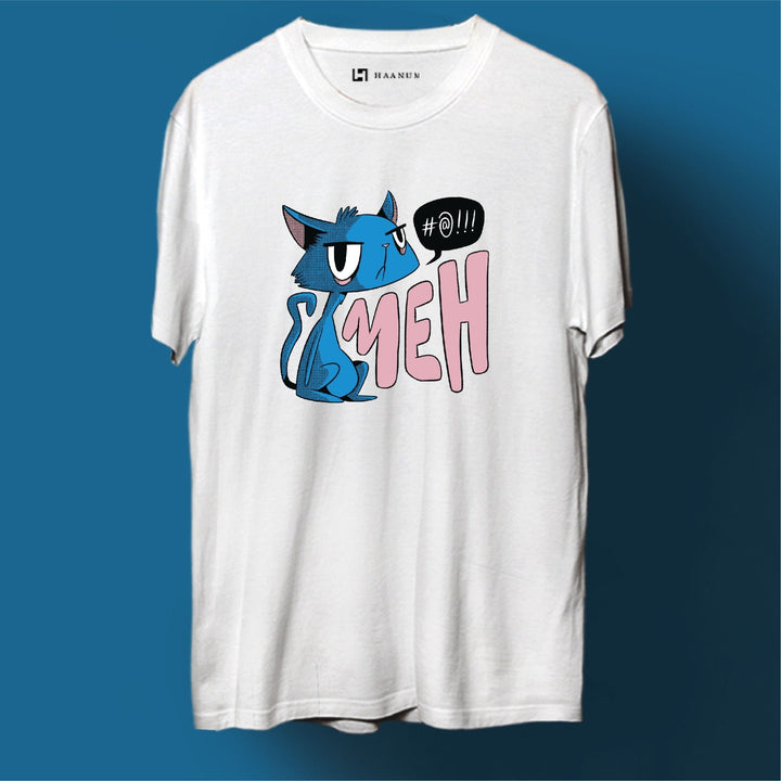 Meh Cat Round Neck Half Sleeve Unisex T-Shirt
