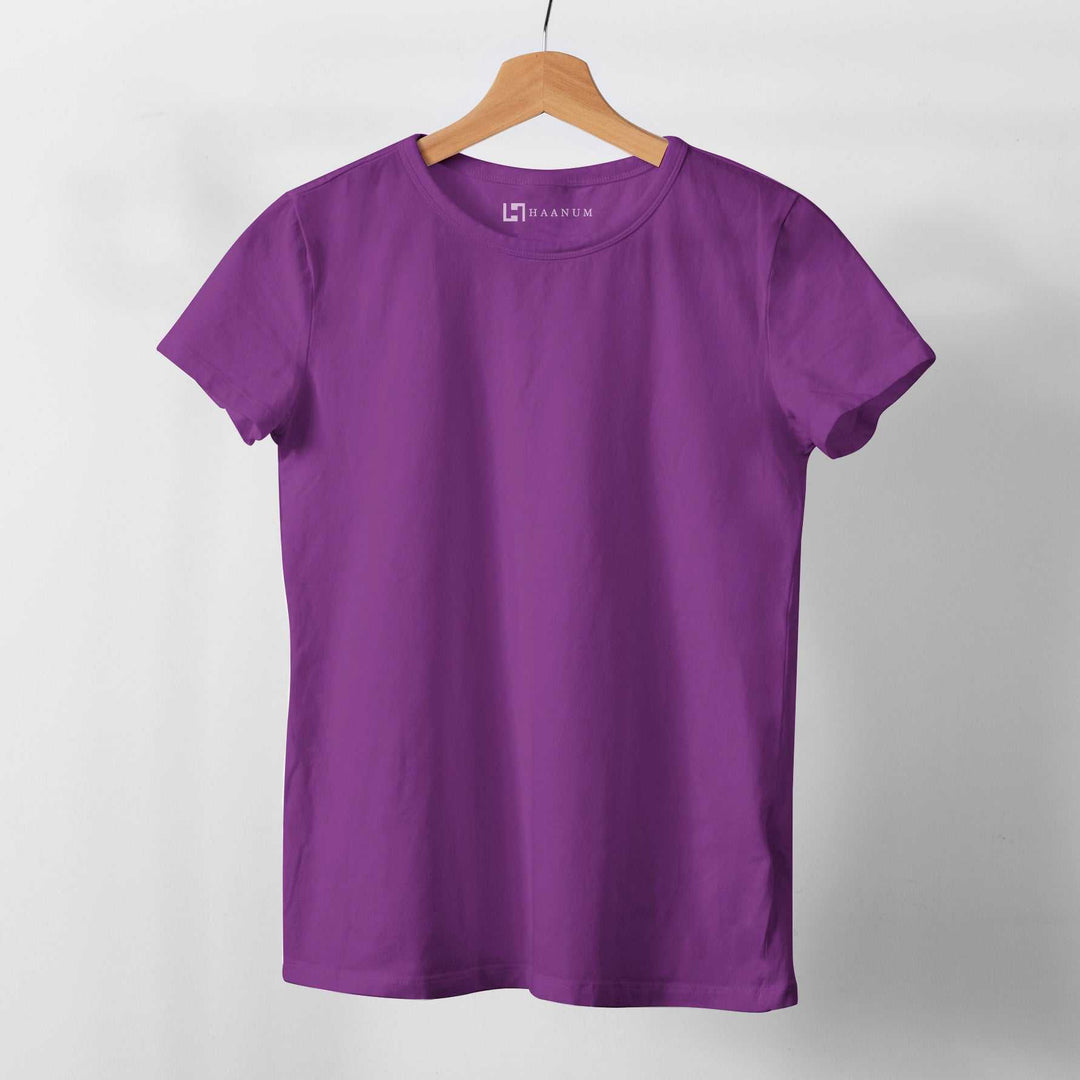 Purple Crew Neck  Half Sleeve Women's T-shirt