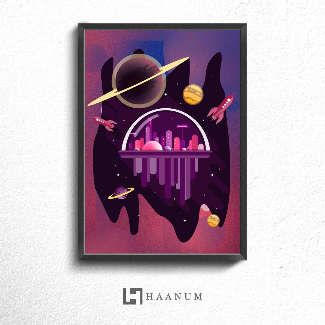 Space City Framed Poster - Haanum