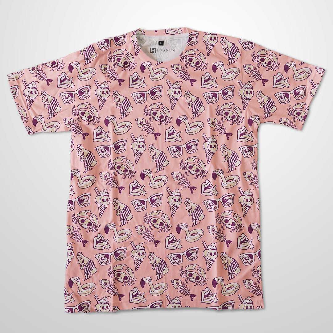 Summer Vibes Pattern Full Print Half Sleeve Unisex T-Shirt - Haanum