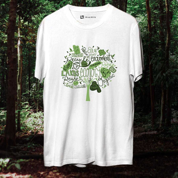 Tree Typography Crew Neck  Half Sleeve Unisex T-Shirt