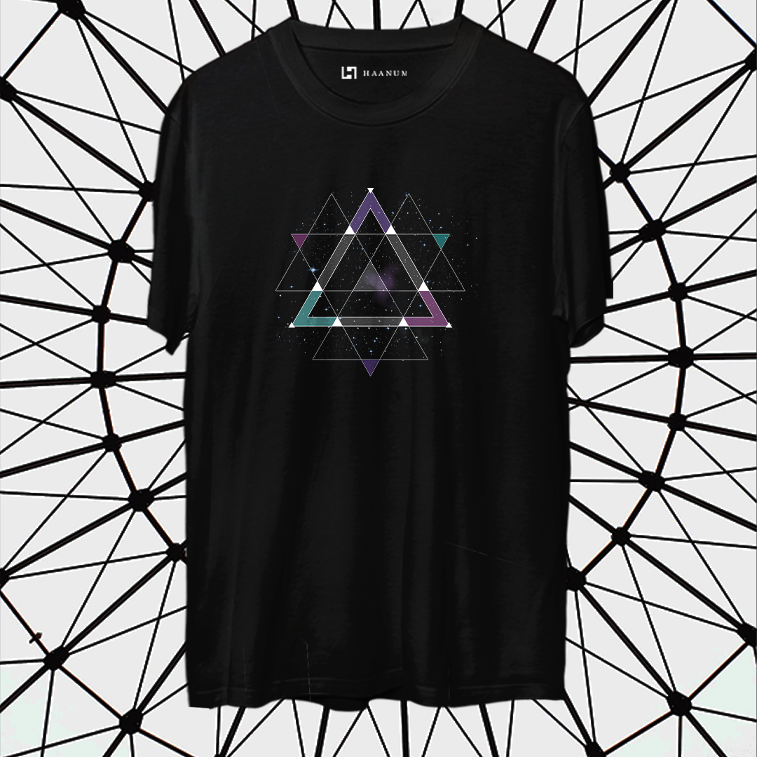 Geometric Space Round Neck Half Sleeve Unisex T-Shirt
