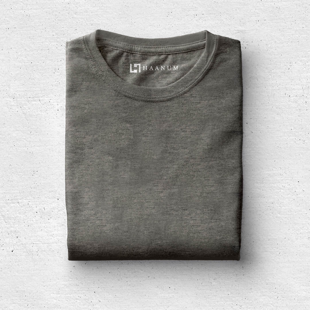 Charcoal Melange Round Neck Half Sleeve Unisex T-Shirt - Haanum
